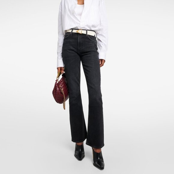 Agolde NWT Womens Sz 31 Black Nico High Rise Boot Cut Jeans Hotline Stretch - Picture 1 of 12
